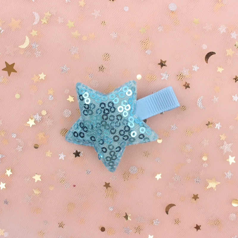 2019 new five-pointed star color sequins girls hairpins long 58mm 5 colors clip Hair Accessories for kids barrettes pink 1pcs | Детская