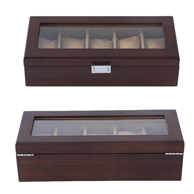 Luxury 5 Grids Handmade Wood Watch Box Clock Case Time for Holding | Наручные часы