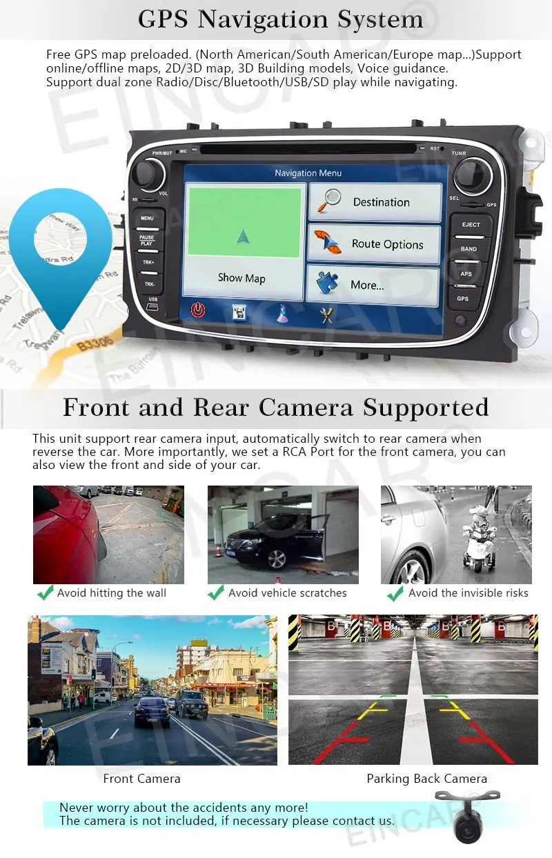 Для Ford 2Din автомобильный стерео Android 6 0 емкостный Экран DVD плеер gps навигации
