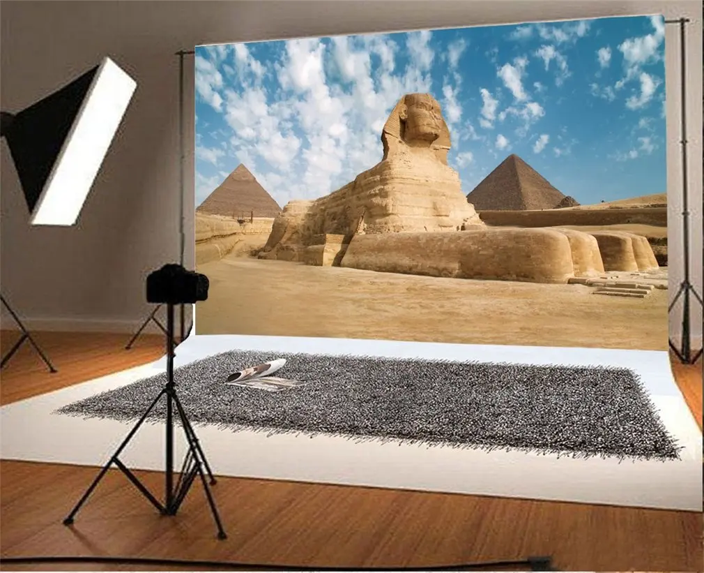 Фон для фотосъемки Сфинкс и Пирамида хафре Каир Египет Landmark Photo Background |