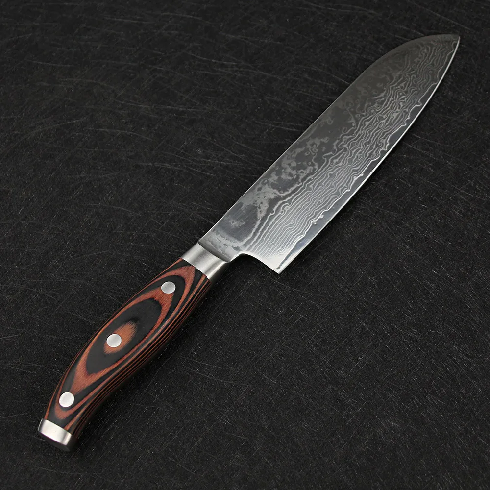 SUNNECKO 7 "дюймов Santoku кухонный нож повара подарок японский VG10 Дамасская стальная