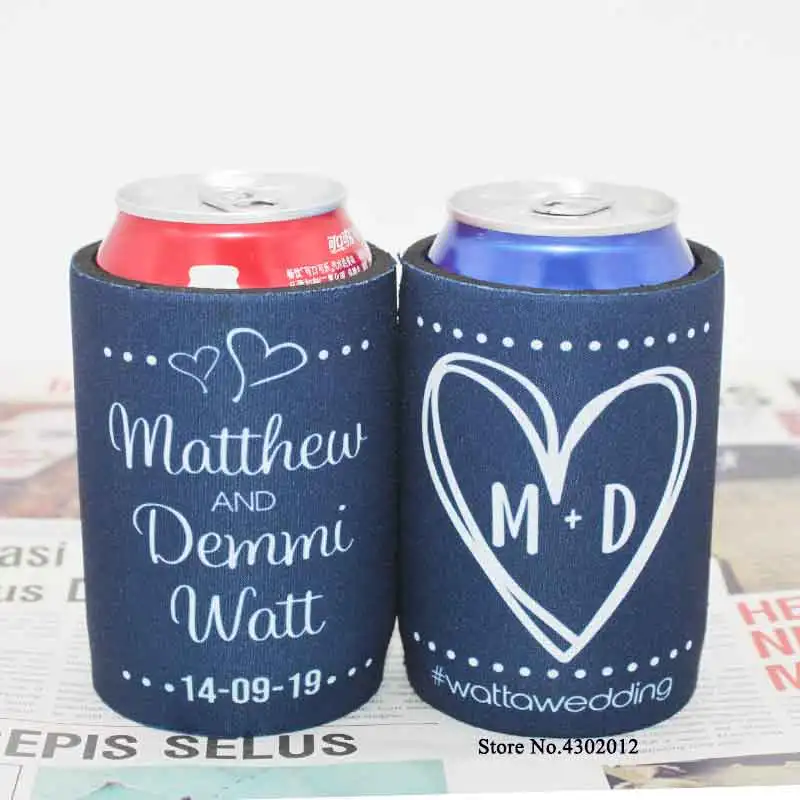 200pcs Custom Print Logo Beer Can Cooler Picnic Bag With Bottom Stubby Holders Wedding Gifts Beer Bottle Cooler Cover