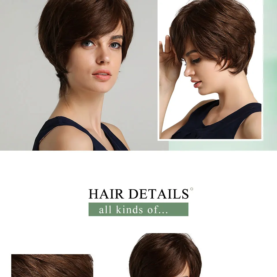 Haircube синтетические 6 дюймов короткие 50% человеческие волосы парики с челкой естественная волна темно-коричневый пушистый многослойный парик для женщин
