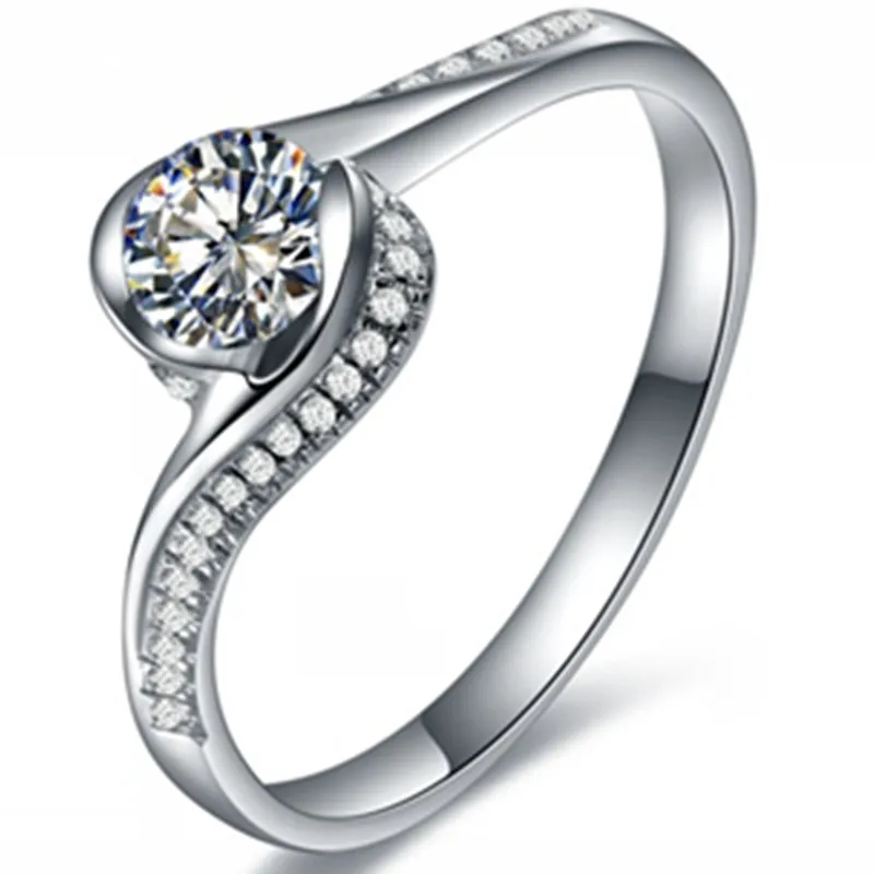 0.5CT ювелирные изделия из стерлингового серебра кольцо с искусственным