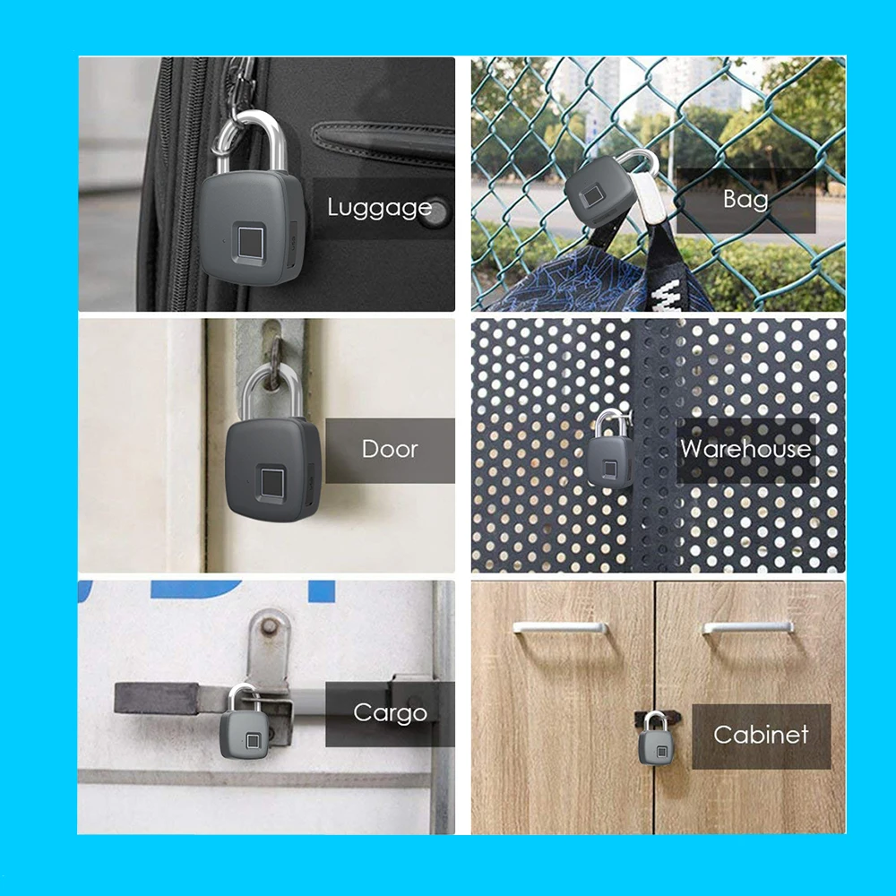 Умный электрический замок с отпечатком пальца водонепроницаемый навесной USB