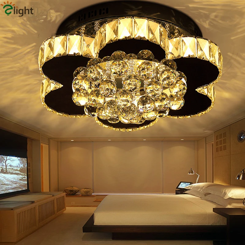 

Современный хрустальный светодиодный потолочный светильник K9, приглушаемый потолочный светильник из хромированной стали, осветительные п...