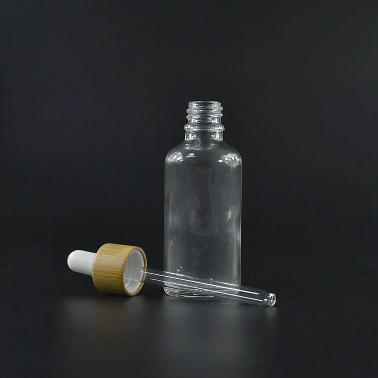 

264pcs*50ml Clear essential oil bamboo dropper glass bottle E liquid/Eye Cream/Cosmetics Packing bottles with bamboo lid