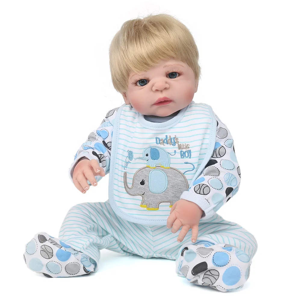 Кукла реборн NPKDOLL полностью виниловая кукла 55 см игрушки для малышей Одежда С Рисунком Слона подарок на день