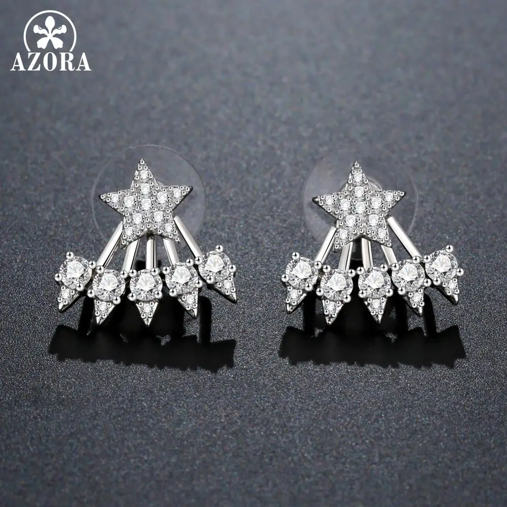 Азора пять когтей AAA + Clear Cubic Zirconia в виде пентаграммы серьги капель с Стразы