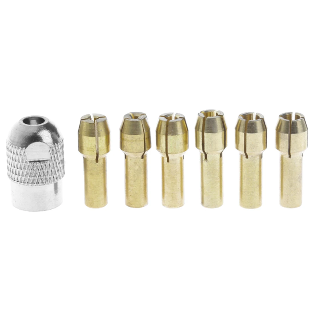 

6pcs Brass Drill Collet Chucks With 1pc M8x0.75mm Black Nut Accessories For Dremel Rotary Tool 1mm,1.6mm,2mm,2.4mm,3.2mm,3mm