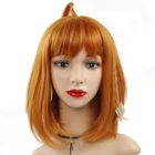Парик с короткой челкой для женщин, парик Лолиты с оранжевыми синтетическими волосами, прямой парик Боба для косплея