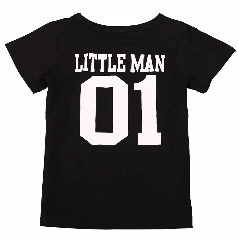 Little Man Black Kid HE Hello Enjoy/Семейные комплекты футболка для папы и сына черные комбинезоны с надписями для маленьких мальчиков, топы для папы, футболки для детей - Цвет: Little Man Black Kid