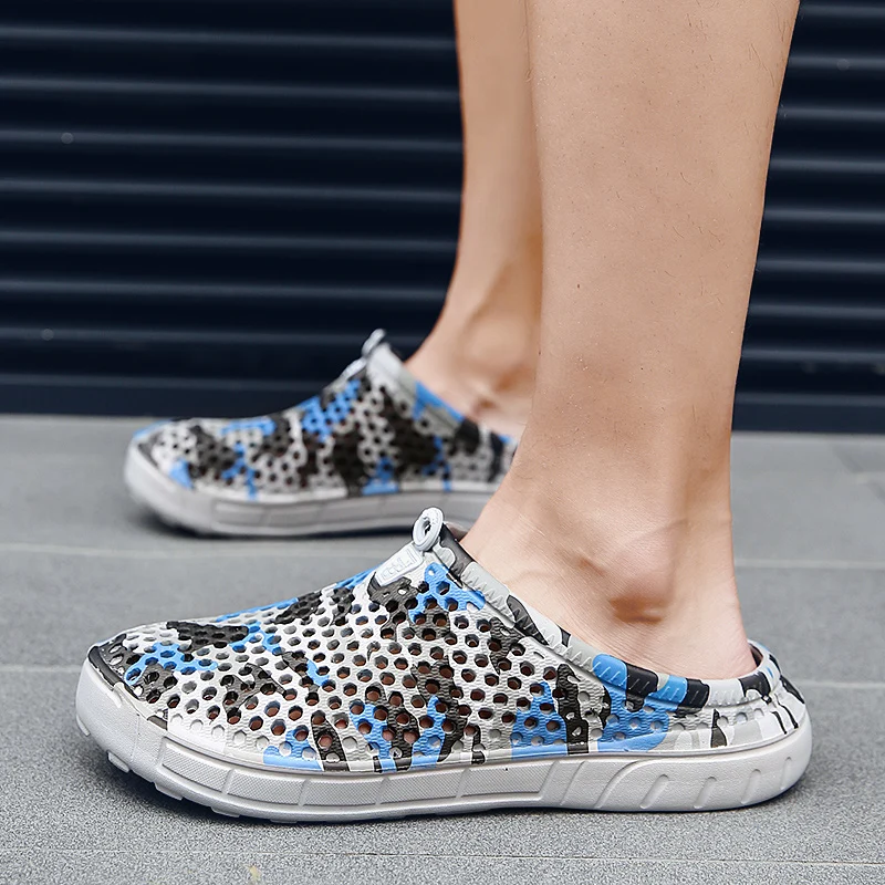 2019 Туфли сабо для сада мужские легкие быстросохнущие летние пляжные тапочки без