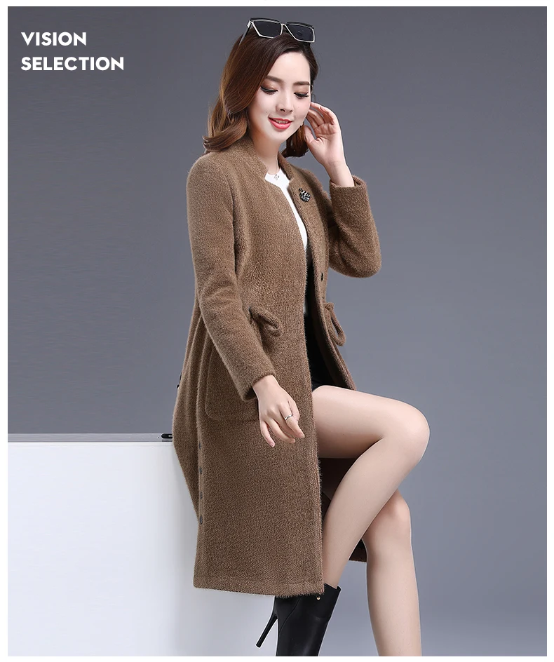Для женщин куртка новый мода 2019 г. пальто искусственный мех осень кашемир под