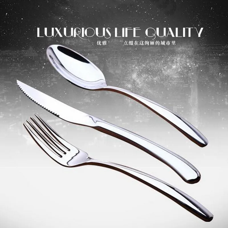 Высококачественная вилка и ложка из толстого стейка набор ножей ложек