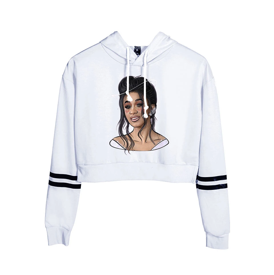 Список Cardi B укороченный топ толстовки для женщин Kpop хлопок Harajuku высокое качество Cardi B девушка оранжевый свитер с капюшоном