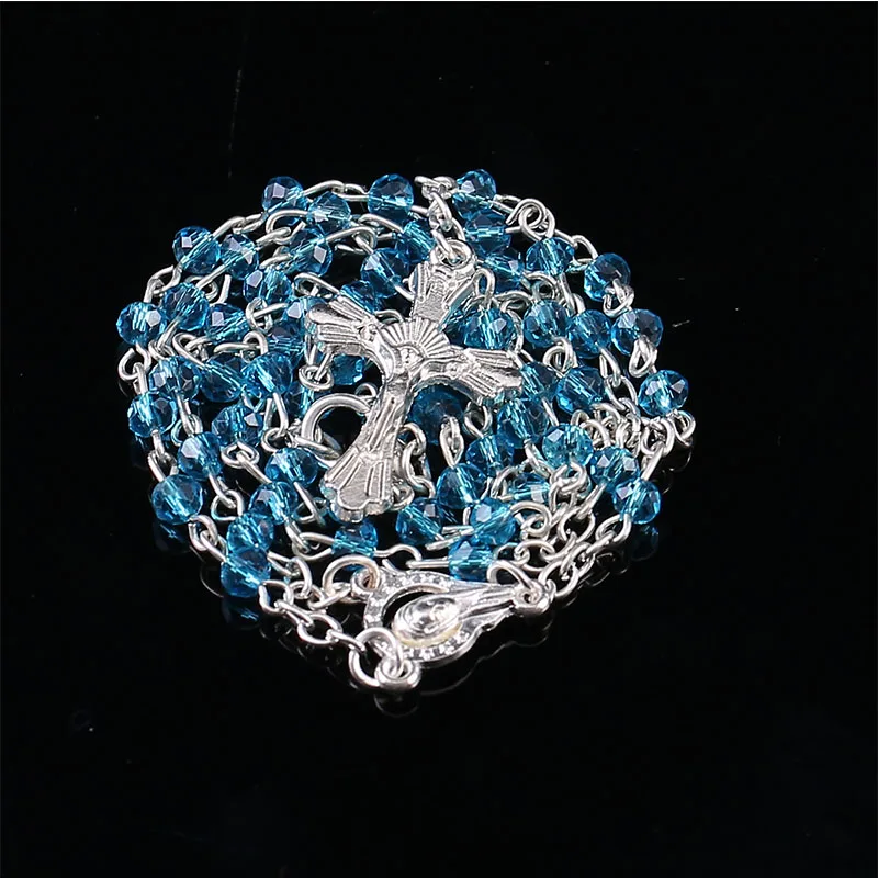 4 мм Хрустальный Розарий Длинная цепочка из нержавеющей стали кристалл Мария