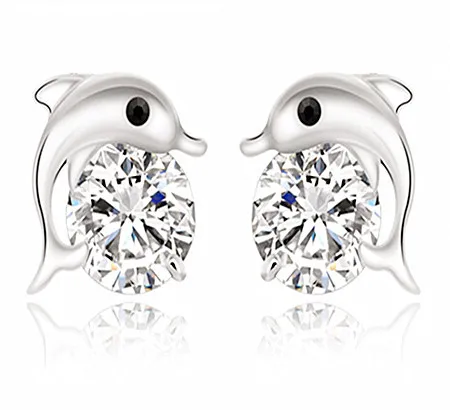 2015 New 925 Sterling Silver Elegant Women Earrings Promotions Dolphin Stud Fashion Jewelry ED20 | Украшения и аксессуары