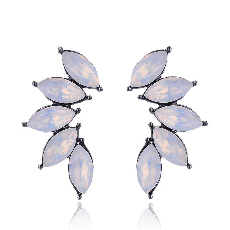 opal white LUBOV, 8 цветов, дизайн, серьги-гвоздики с кристаллами, модные женские массивные серьги для девушек, вечерние, простые серьги, ювелирное изделие - Окраска металла: opal white