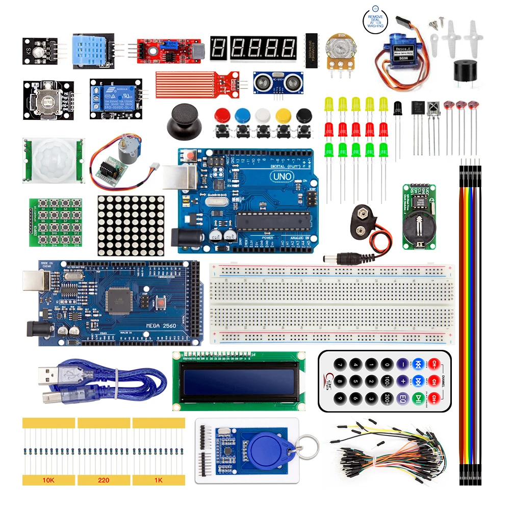 

Super Starter Kit For Arduino UNO R3 & Mega2560 Board With Sensor Moudle 1602 LCD led Servo Motor Relay Learning Basic Suite