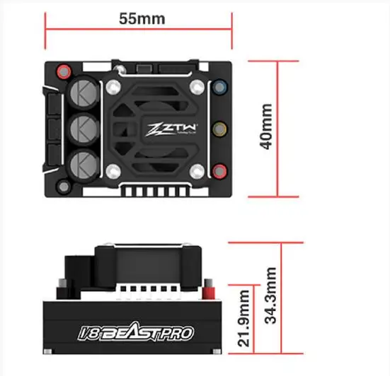 ZTW 1:8 Beast PRO SS 220A турбо 6 в/7 4 В Регулируемый 8A BEC бесщеточный ESC водонепроницаемый