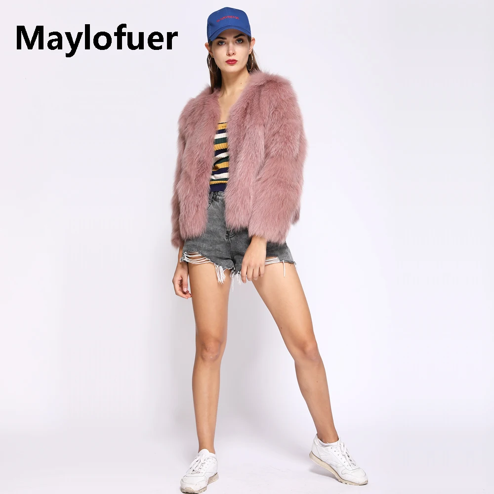 Новинка от Maylofuer женская теплая зимняя короткая Меховая куртка верхняя одежда
