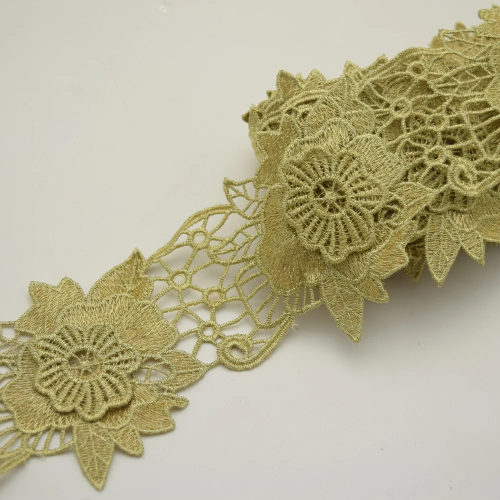 10yards 7.5CM WIED Flower Lace Vintage Style Gold Tone Wedding Dress Sewing Craft DIY | Дом и сад