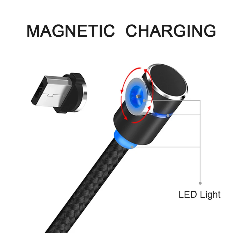 Магнитный кабель для мобильного телефона USB Micro type C Android кабель IOS Синхронизация данных нейлоновая оплетка светодиодный индикатор Магнитный кабель для зарядки 1 м