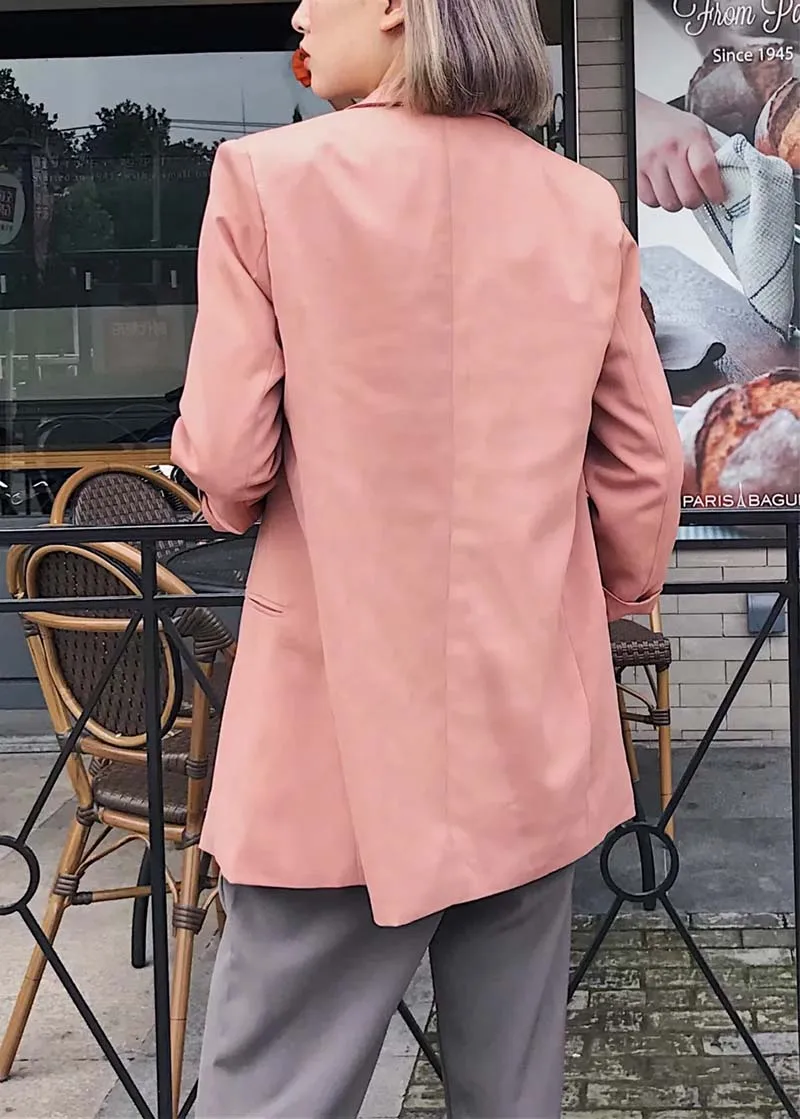 Vancol fashion pockets notched suit for women 2017 pink black female business slim luxury office suits coat | Женская одежда