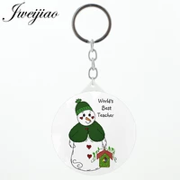 jweijiao snowman teachers purse mirror keychain best gift mini round decoration travel mirror for 2019 teahcers day fq446