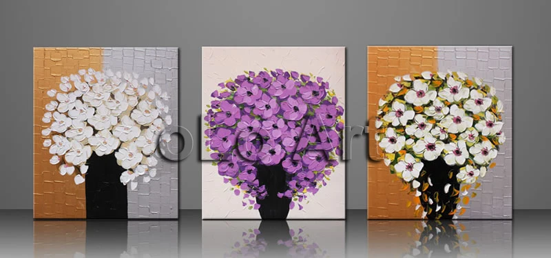 Ручная роспись палитра нож фиолетовый цветок картина маслом на холсте/Высокое