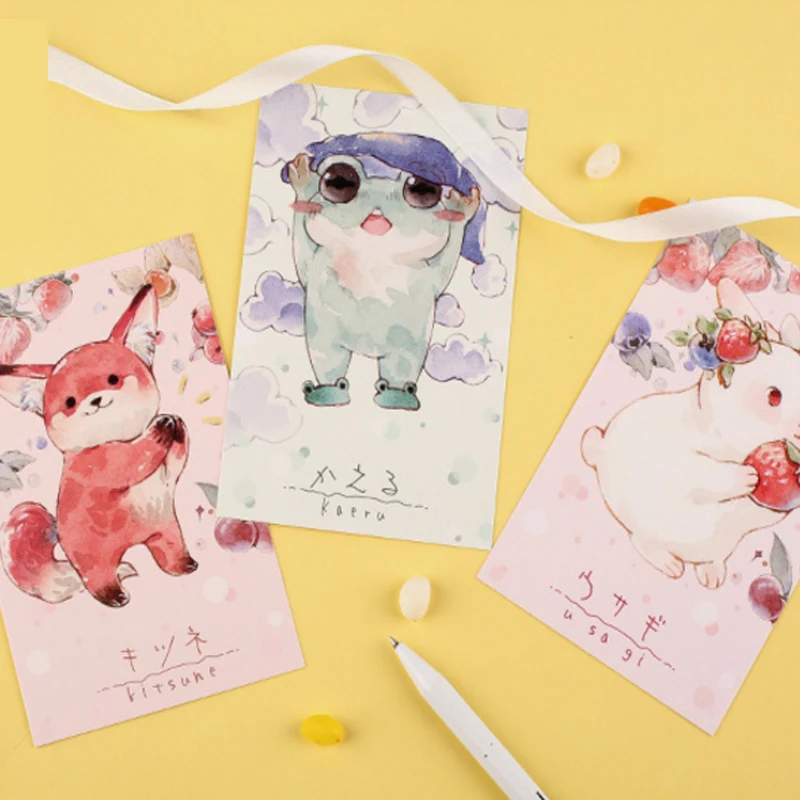 30 шт./лот Kawaii Маленькая открытка для двора розовые милые открытки с животными