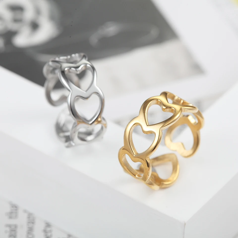 BORASI Romantic Gold Color Heart to Ring Stainless Steel Cheap Rings For Women Wedding Fashion Jewelry Engagement | Украшения и