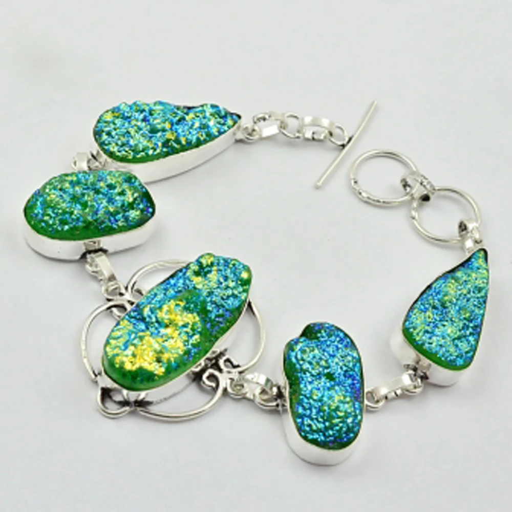 

Titanium Druzy Bracelet Silver Overlay over Copper, 20cm , B3072