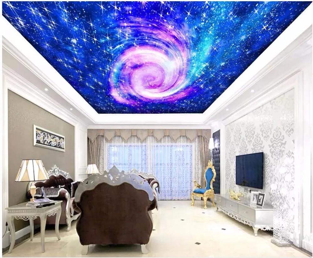 Custom photo 3d ceiling murals wall paper Fantasy romantic starry sky Home decoration 3d wall murals wallpaper for walls 3 d