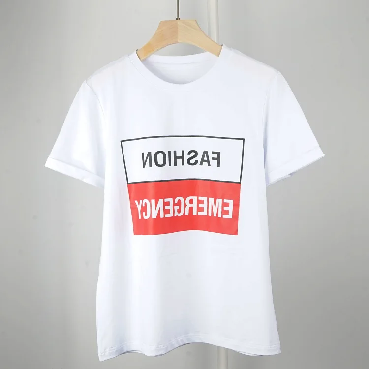 Женская летняя хлопковая Футболка с круглым вырезом и надписью красно белая