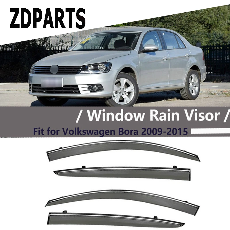 

ZDPARTS 4Pcs/Set Car Wind Deflector Sun Guard Rain Wind Vent Visor Cover Trim For Volkswagen Bora VW Bora Sedan 2009-2015