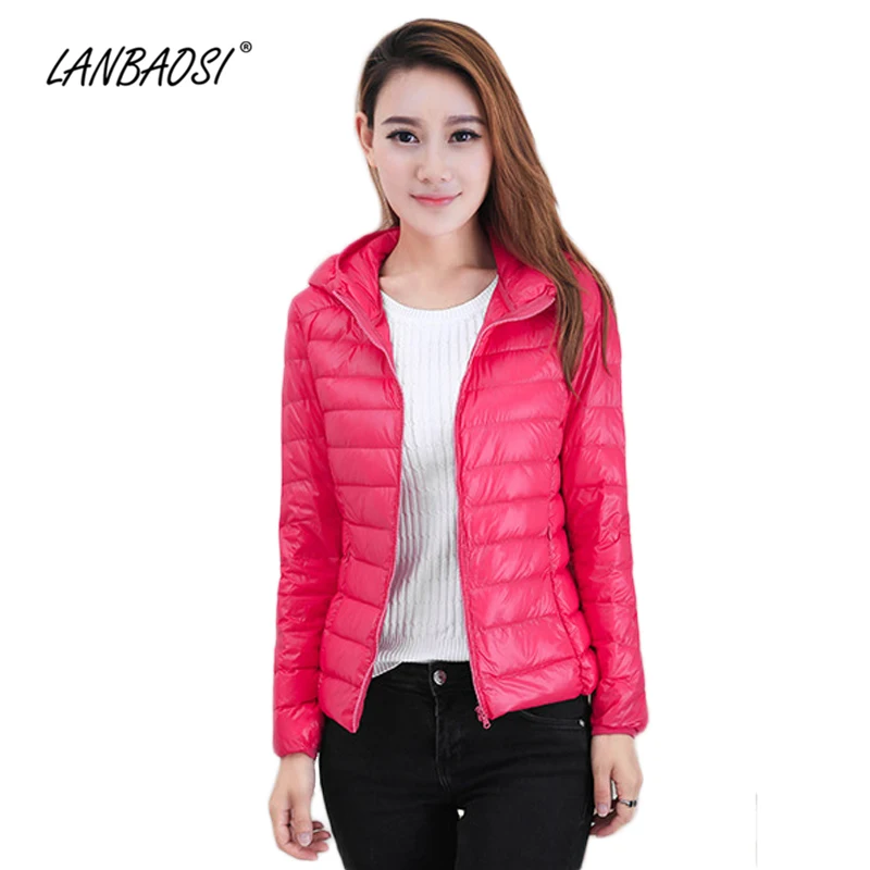 Женский ультра-легкий пуховик LANBAOSI легкая тонкая ветрозащитная белая