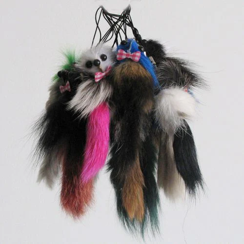 

Free Shipping lovely real fur small fox for keychain or decoration gift