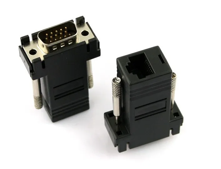 10 pcs/Lot VGA 15PIN Extender Male To LAN CAT5 CAT 5e RJ45 Female Adapter Transmits Signals Up 100 FT For DVR Game Consoles | Электроника