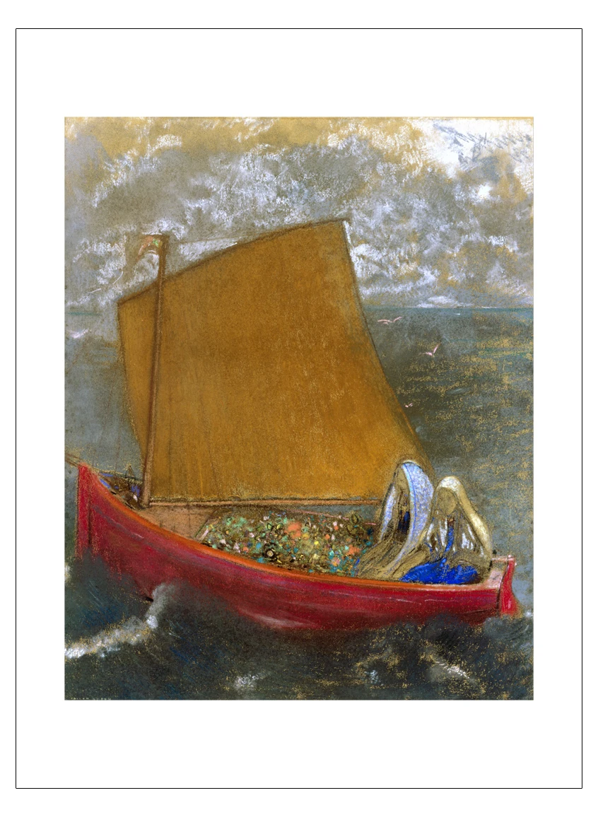 

abstract canvas painting mural prints portrait surrealism art giant poster pictures home decor the Yellow Sail By Odilon Redon