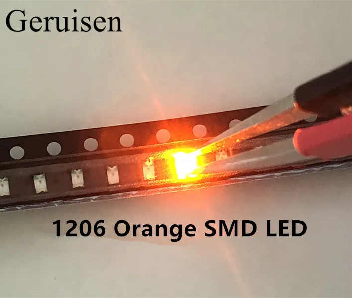 100 шт. оранжевый/янтарный 1206 SMD SMT супер яркая светодиодная лампа высокого