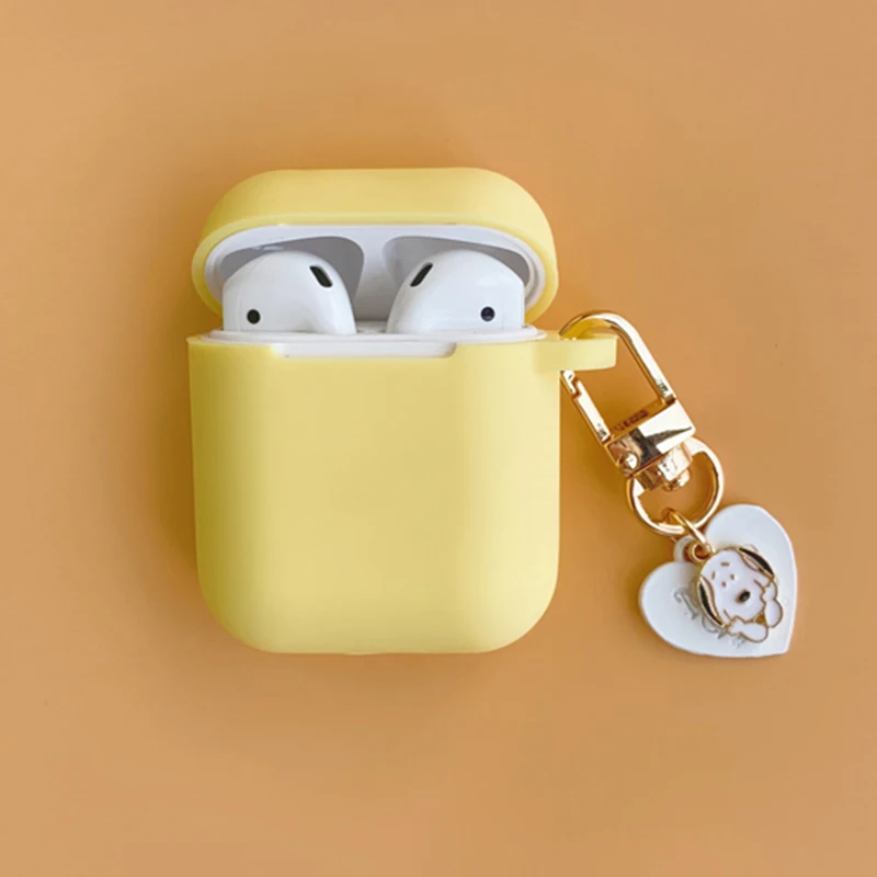 Силиконовый чехол с милой собачкой для Apple, аксессуары для airpods, Bluetooth, чехол для наушников, коробка, конфетный цвет, сумка, декоративная крышка, брелок для ключей