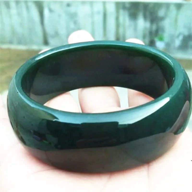 (Сертификат) натуральный темно-зеленый HETIAN Nephrite Расширенный браслет Круглый
