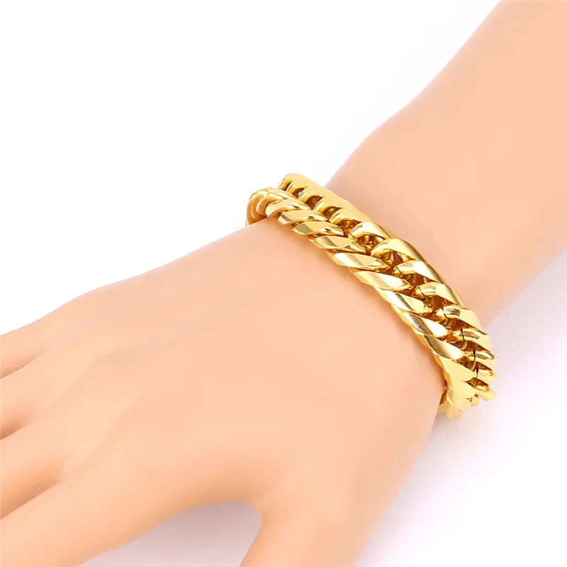 Массивные звенья цепи браслеты для мужчин модные ювелирные изделия из