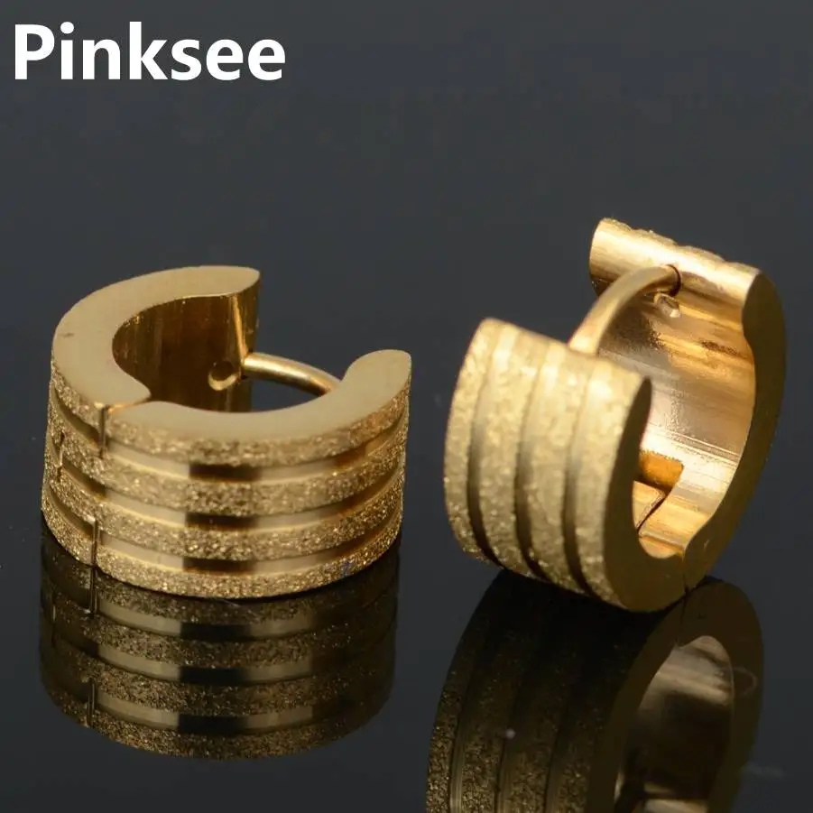 Мужские и женские серьги-кольца Huggie из нержавеющей стали 316L золотистого цвета