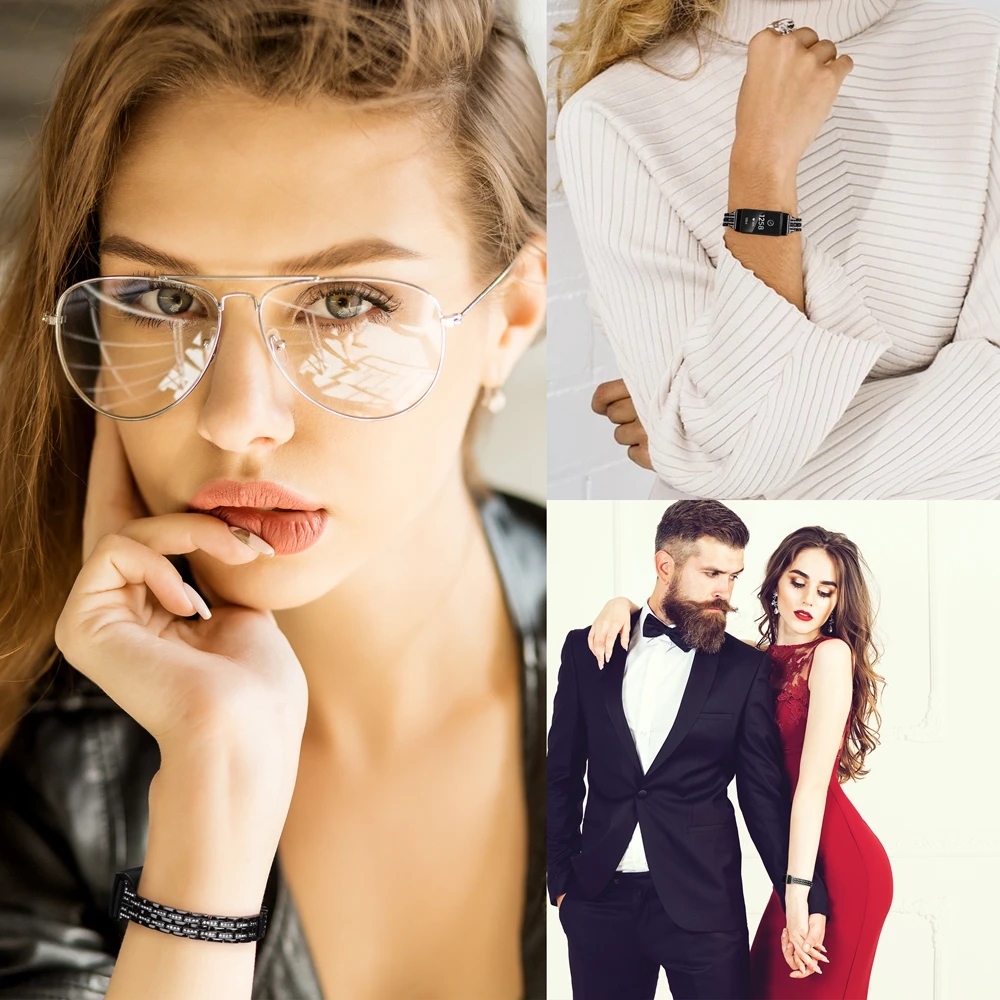 2019 браслет из нержавеющей стали для Fitbit Charge 3 Bling Crystal регулируемый ремешок SE |