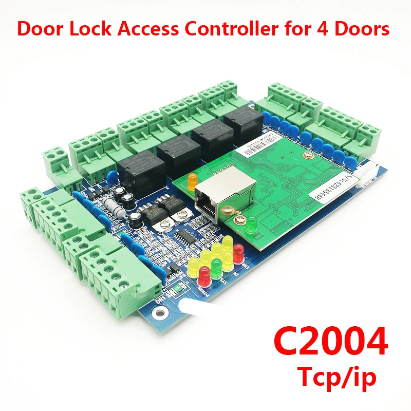 Four door Access Controller RFID access control board TCP/IP Multi Door Security Access Controller free english software C2004