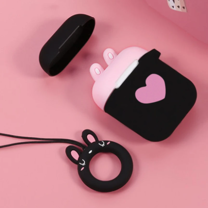 Black Love Милый мультфильм кошка Наушники с когтями чехол силиконовый защитный чехол для Airpad i10 TWS Противоударная защита для наушников чехол с кольцом - Цвет: Black Love