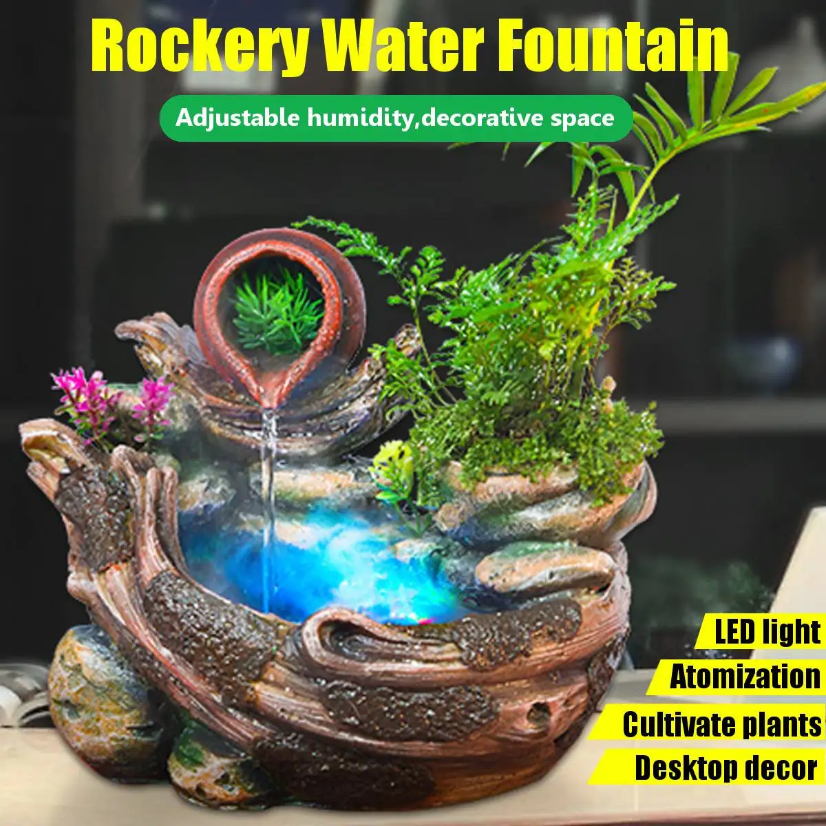 DIY растения микро пейзаж крытый суккуленты в горшке домашний интерьер Rockery смолы фонтан фэншуй украшения офиса